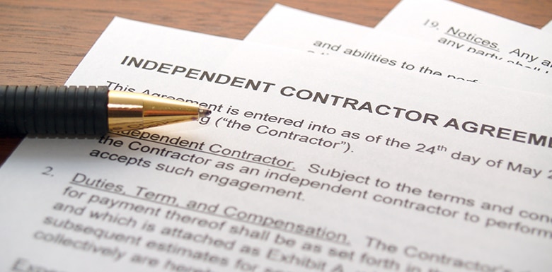 Service agreement paperwork for independent contractor